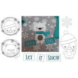 Stickserie - Winterfreunde Doodle Appli Pinguin & Bär